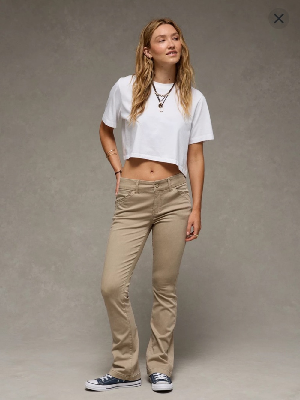 NWT AE Stretch Low-Rise Kick Bootcut Khaki Pant